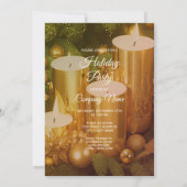 Gouden Kaarsen Kerstmis Vakantie Party uitnodiging (Achterkant)