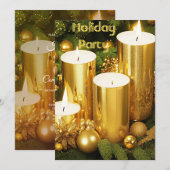 Gouden Kaarsen Kerstmis Vakantie Party uitnodiging (Voorkant / Achterkant)