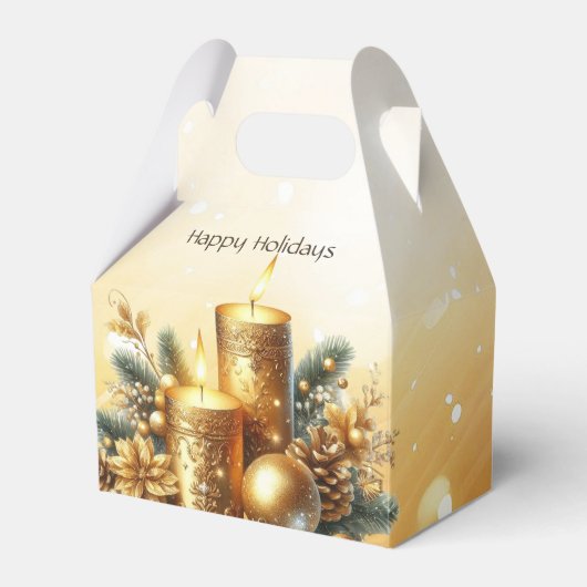 Gouden Kaarsen Kerstvakantie Cadeaubox Bedankdoosjes (Voorkant Zijde)