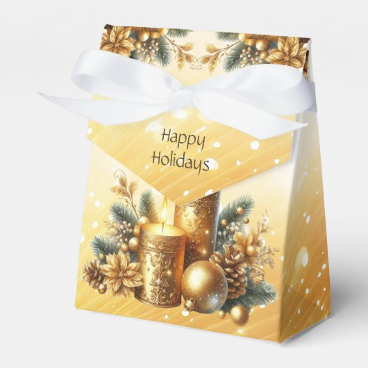 Gouden Kaarsen Kerstvakantie Cadeaubox Bedankdoosjes (Voorkant Zijde)