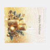 Gouden Kaarsen Kerstvakantie Fleece Deken (Voorkant (Horizontaal))