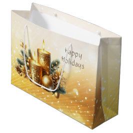 Gouden Kaarsen Kerstvakantie Gift Bag Groot Cadeauzakje