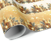 Gouden kaarsen kerstvakantie inpakpapier (Rol Hoek)