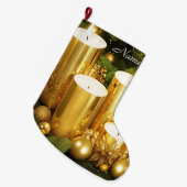 Gouden kaarsen Kerstvakantie kous Grote Kerstsok (Voorkant (Hangend))