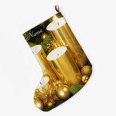 Gouden kaarsen Kerstvakantie kous Grote Kerstsok (Achterkant (Hangend))