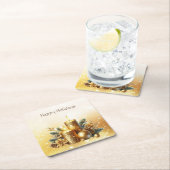 Gouden Kaarsen Kerstvakantie Papieren Onderzetter (Insitu)