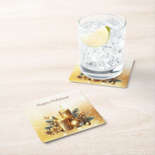 Gouden Kaarsen Kerstvakantie Papieren Onderzetter (Insitu)