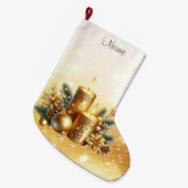 Gouden kaarsen Kerstvakantie Stocking Grote Kerstsok (Voorkant (Hangend))