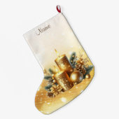 Gouden kaarsen Kerstvakantie Stocking Grote Kerstsok (Achterkant (Hangend))