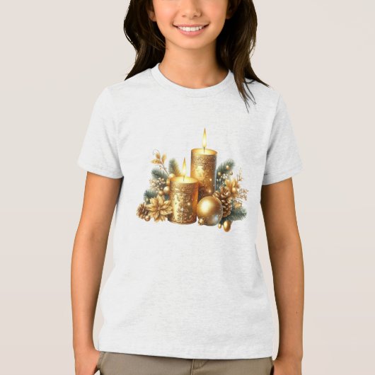 Gouden kaarsen Kerstvakantie T-shirt (Voorkant)