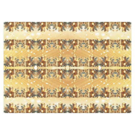 Gouden Kaarsen Kerstvakantie Tafelkleed (Voorkant (Horizontaal))