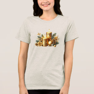 Gouden kaarsen Kerstvakantie Vrouwen T-shirt