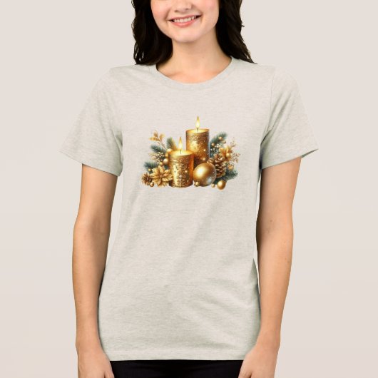 Gouden kaarsen Kerstvakantie Vrouwen T-shirt (Voorkant)