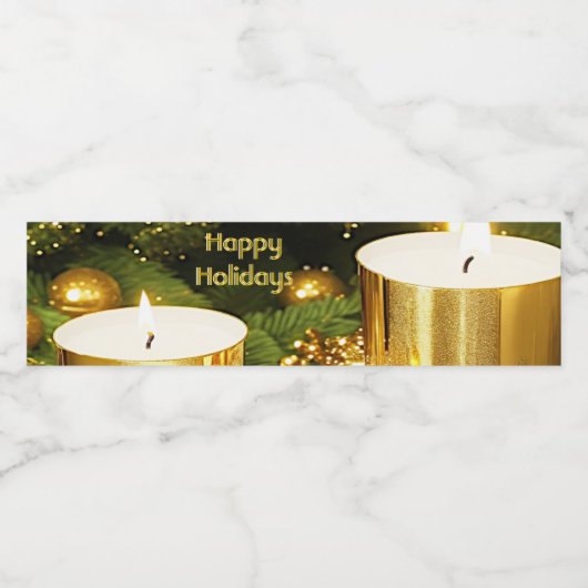 Gouden Kaarsen Kerstvakantie Waterfles Etiket (Enkel label)
