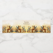 Gouden kaarsen kerstvakantie waterfles etiket (Enkel label)