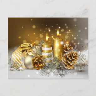 Gouden kaarsen Vrolijke kerstvakantie Feestdagenkaart