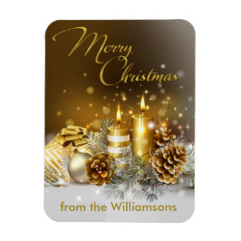 Gouden kaarsen Vrolijke kerstvakantie Magneet