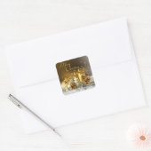Gouden kaarsen Vrolijke kerstvakantie Vierkante Sticker (Envelop)