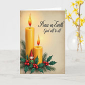 Gouden Kaarsgloed Kerstkaart Kaart (Gele Bloem)