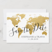 Gouden Kaart Bestemming Bruiloft Save the Date Kaa (Voorkant)