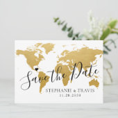 Gouden Kaart Bestemming Bruiloft Save the Date Kaa (Staand voorkant)