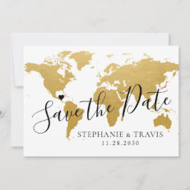 Gouden Kaart Bestemming Bruiloft Save the Date Kaa