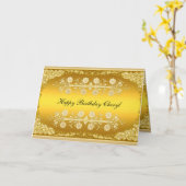 Gouden kaart "Felicitaties" (Gele Bloem)