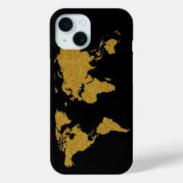 Gouden kaart van de aarde iPhone 15 case