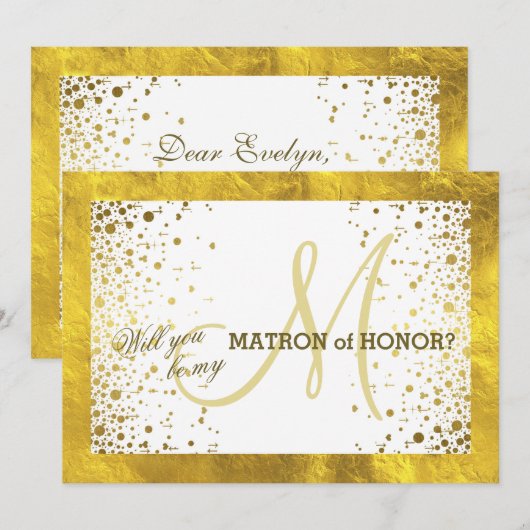 Gouden Kader Confetti Wil Je Mijn Getuige Zijn Kaart (Voorkant / Achterkant)