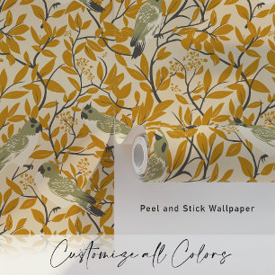 Gouden kaketoes in herfstgebladerte behang