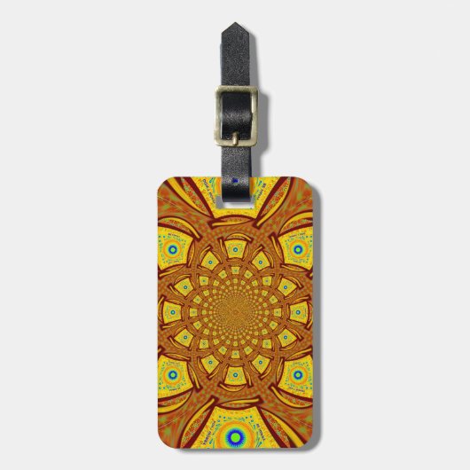 Gouden Kaleidoscoop Art Print Bagagelabel (Voorkant verticaal)