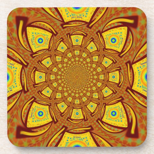 Gouden Kaleidoscoop Art Print Bier Onderzetter (Voorkant)
