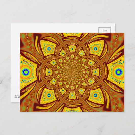 Gouden Kaleidoscoop Art Print Briefkaart (Voorkant / Achterkant)