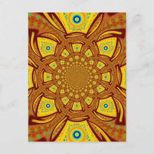 Gouden Kaleidoscoop Art Print Briefkaart (Voorkant)