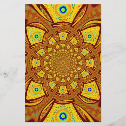 Gouden Kaleidoscoop Art Print Briefpapier (Voorkant)