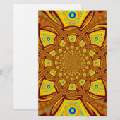 Gouden Kaleidoscoop Art Print Briefpapier (Voorkant / Achterkant)