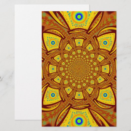 Gouden Kaleidoscoop Art Print Briefpapier (Voorkant / Achterkant)
