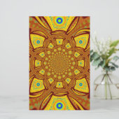 Gouden Kaleidoscoop Art Print Briefpapier (Staand voorkant)
