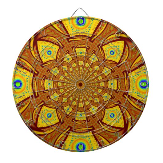 Gouden Kaleidoscoop Art Print Dartbord (Voorkant)