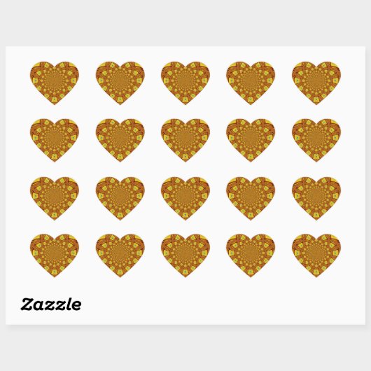 Gouden Kaleidoscoop Art Print Hart Sticker (Vel)