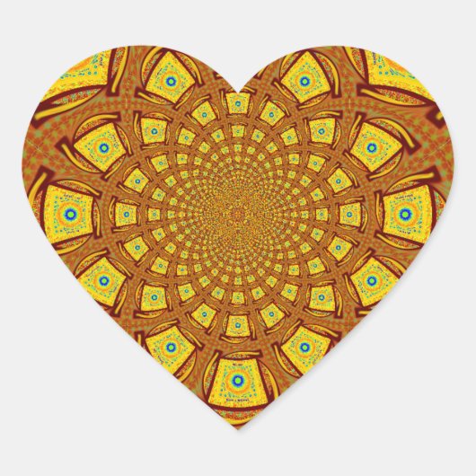 Gouden Kaleidoscoop Art Print Hart Sticker (Voorkant)