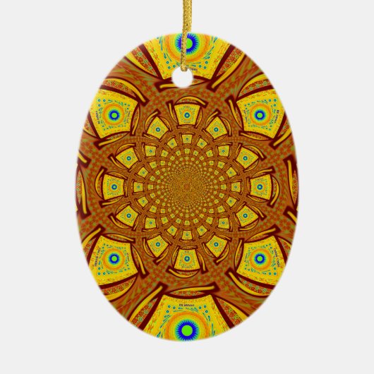 Gouden Kaleidoscoop Art Print Keramisch Ornament (Voorkant)
