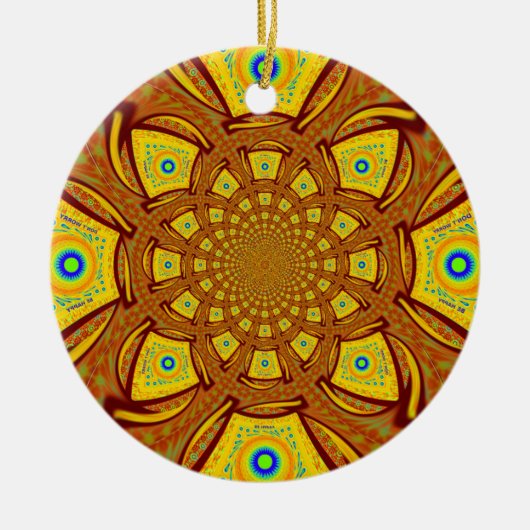 Gouden Kaleidoscoop Art Print Keramisch Ornament (Voorkant)