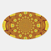 Gouden Kaleidoscoop Art Print Ovale Sticker (Voorkant)