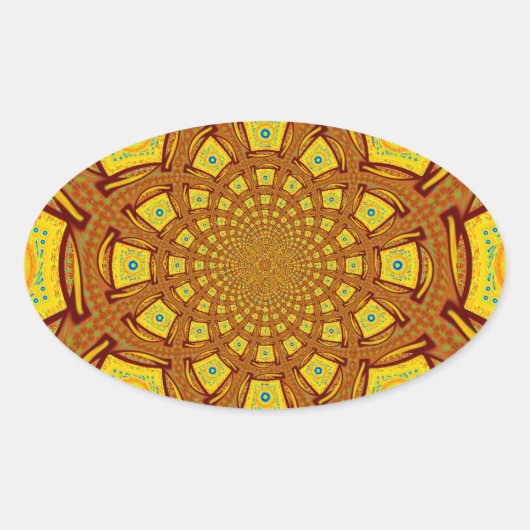 Gouden Kaleidoscoop Art Print Ovale Sticker (Voorkant)