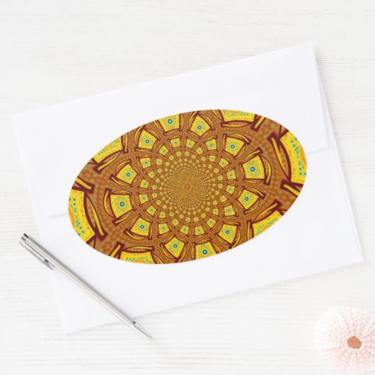 Gouden Kaleidoscoop Art Print Ovale Sticker (Envelop)