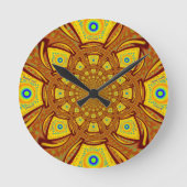 Gouden Kaleidoscoop Art Print Ronde Klok (Voorkant)