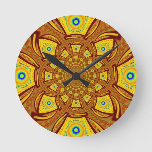 Gouden Kaleidoscoop Art Print Ronde Klok (Voorkant)
