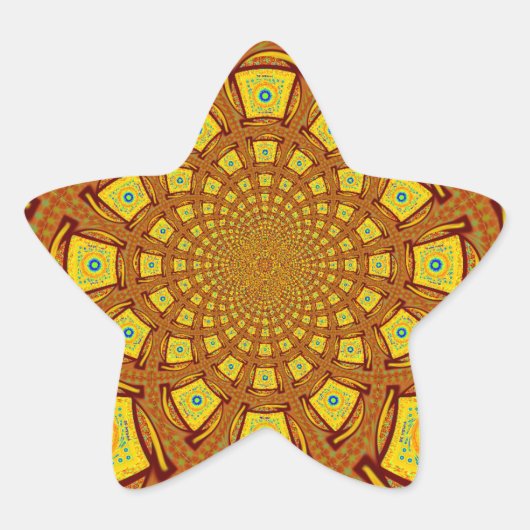 Gouden Kaleidoscoop Art Print Ster Sticker (Voorkant)
