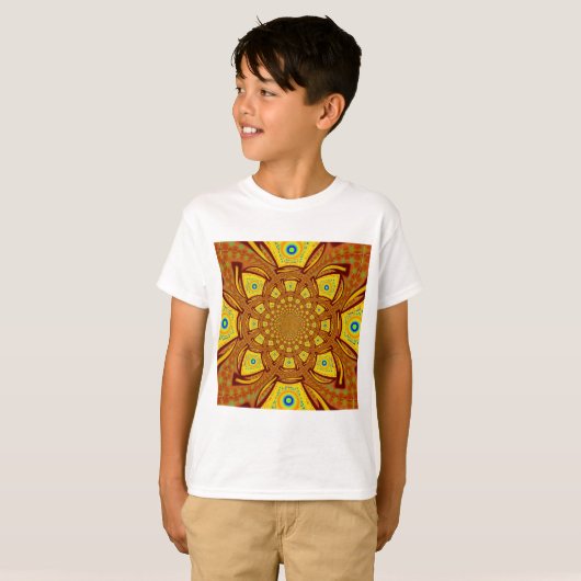 Gouden Kaleidoscoop Art Print T-shirt (Voorkant volledig)